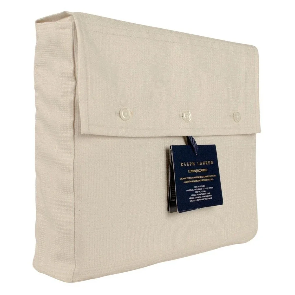 Ralph Lauren Home Organic Cotton Lovan Jacquard King Flat Sheet Platinum